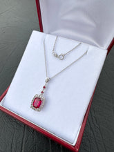 Load image into Gallery viewer, #319 - 14kt White Gold Syn. Ruby Pendant / Necklace 16”
