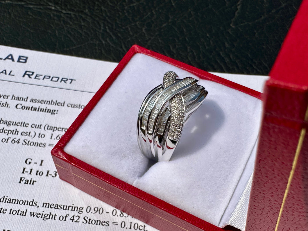 #658 - .73 Carat Diamond Custom Wave Ring, Sterling Size 7 1/2