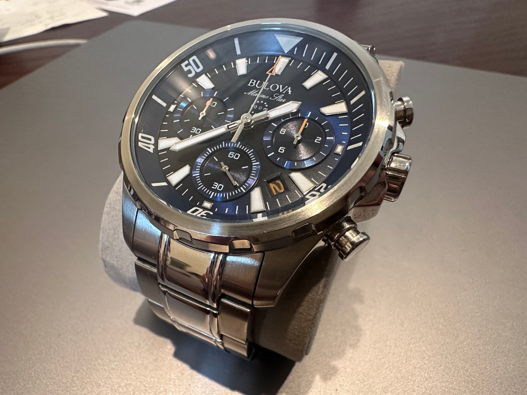 #743 - Bulova Men's Chronograph Quartz Watch with Stainless Steel Strap 96B256, Blue, Bracelet, Blue, Bracelet