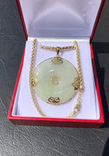 Load image into Gallery viewer, #309 - 14kt Yellow Good, 20ct Jadeite, Goodluck &amp; Fortune Pendant, 1.5” w/ 18” 10k Necklace

