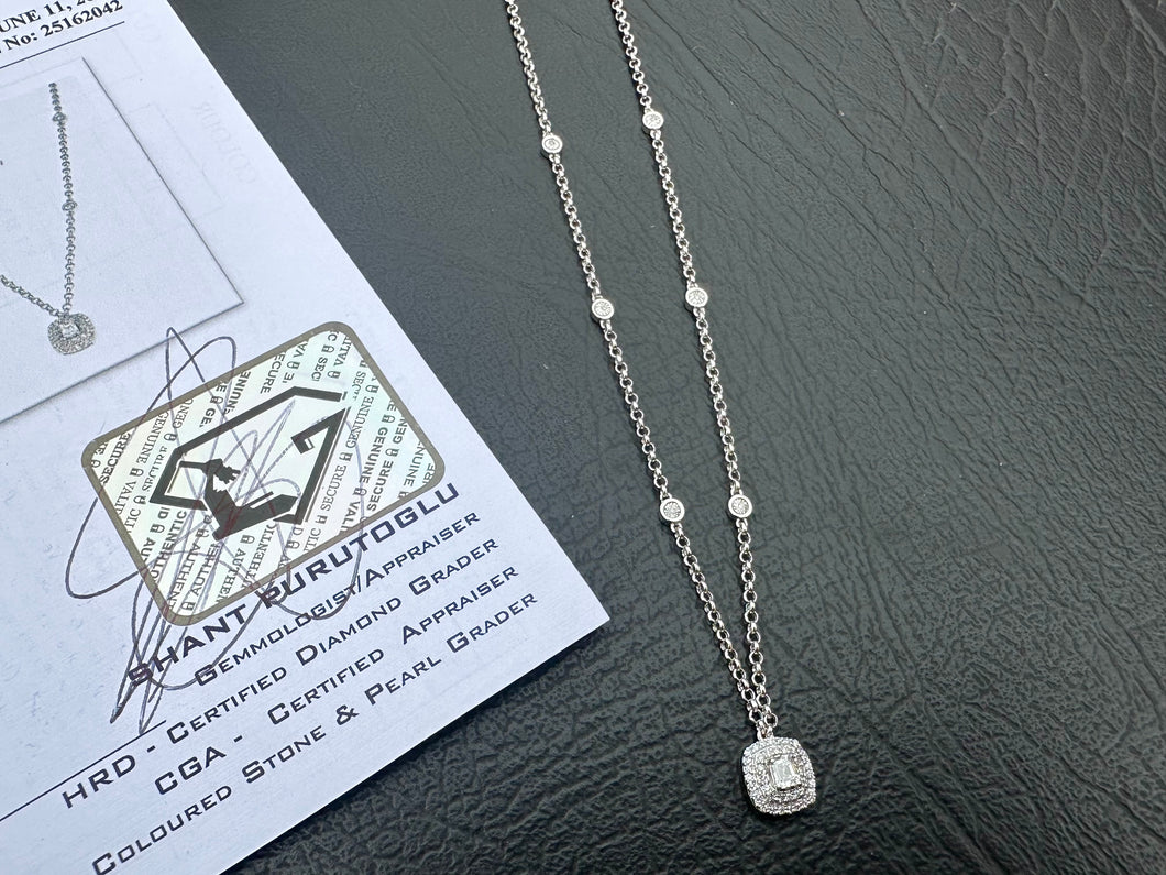 #617 - 14kt White Gold, Diamond Pendant / Necklace 18”
