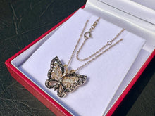 Load image into Gallery viewer, #725 - 10-14kt Butterfly &amp; Gold Necklace 17-18”, Diamond &amp; Quartz
