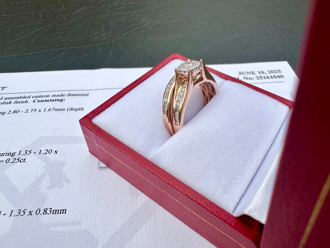 #633 - 14kt Rose Gold, .52ct Diamond Wedding Set Size 7