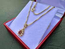 Load image into Gallery viewer, #678 - 14kt Ruby &amp; Diamond, Pendant &amp; Necklace 16” Long
