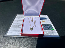 Load image into Gallery viewer, #642 - 14kt Yellow Gold Lock &amp; Key Diamond Pendant Necklace 16-18”
