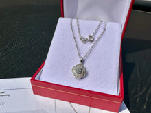 Load image into Gallery viewer, #662 - White &amp; Brown Diamond Floral Pendant &amp; 18” Sterling Rolo Chain
