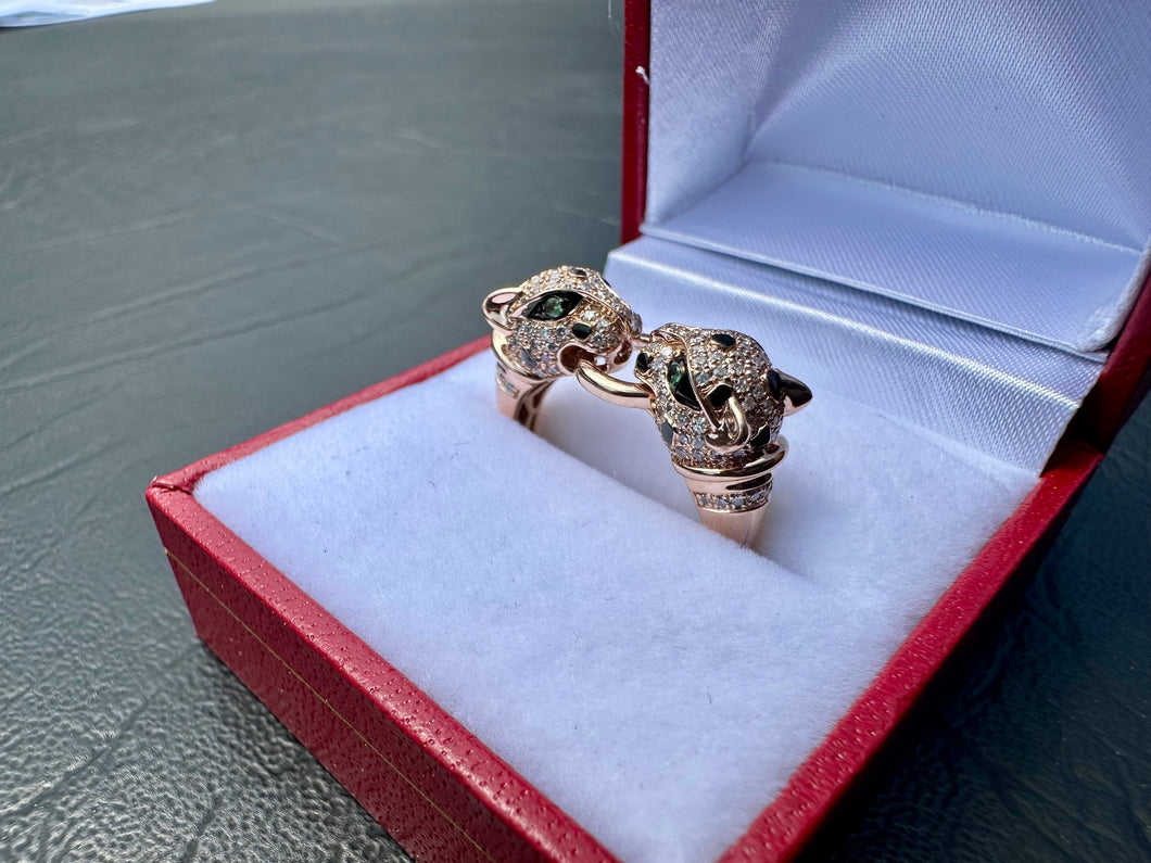 #687 - 14kt Rose Gold, Diamond “Effy” Panther Ring Size 7