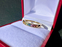 Load image into Gallery viewer, #706 - 14kt Yellow Gold, Sapphire Rainbow Band, Size 7
