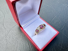 Load image into Gallery viewer, #690 - 14kt Yellow Gold, Garnet / Diamond Custom Ring, Size 7
