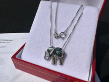 Load image into Gallery viewer, #660 - Blue Diamond Elephant Pendant &amp; 18” Sterling Chain
