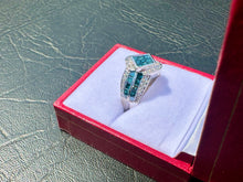 Load image into Gallery viewer, #680 - 18kt White Gold, Blue &amp; White 1.51ct Diamond Ring, Size 7
