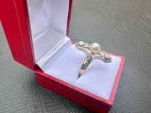 Load image into Gallery viewer, #605 - Vintage, 14k Yellow Gold, Pearl &amp; Diamond Ring, Size 8
