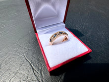 Load image into Gallery viewer, #699 - 14kt Rose Gold, Sapphire &amp; Diamond Custom Band, Size 7
