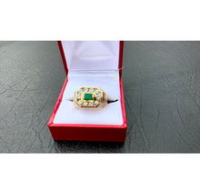 Load image into Gallery viewer, #574 - 14k Yellow Gold, 1.02 ct Diamond &amp; .42ct Emerald Ring, Size 8 3/4
