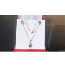 Load image into Gallery viewer, #377 - Sapphire &amp; Diamond, 14kt White Gold Earring &amp; Pendant Necklace Set
