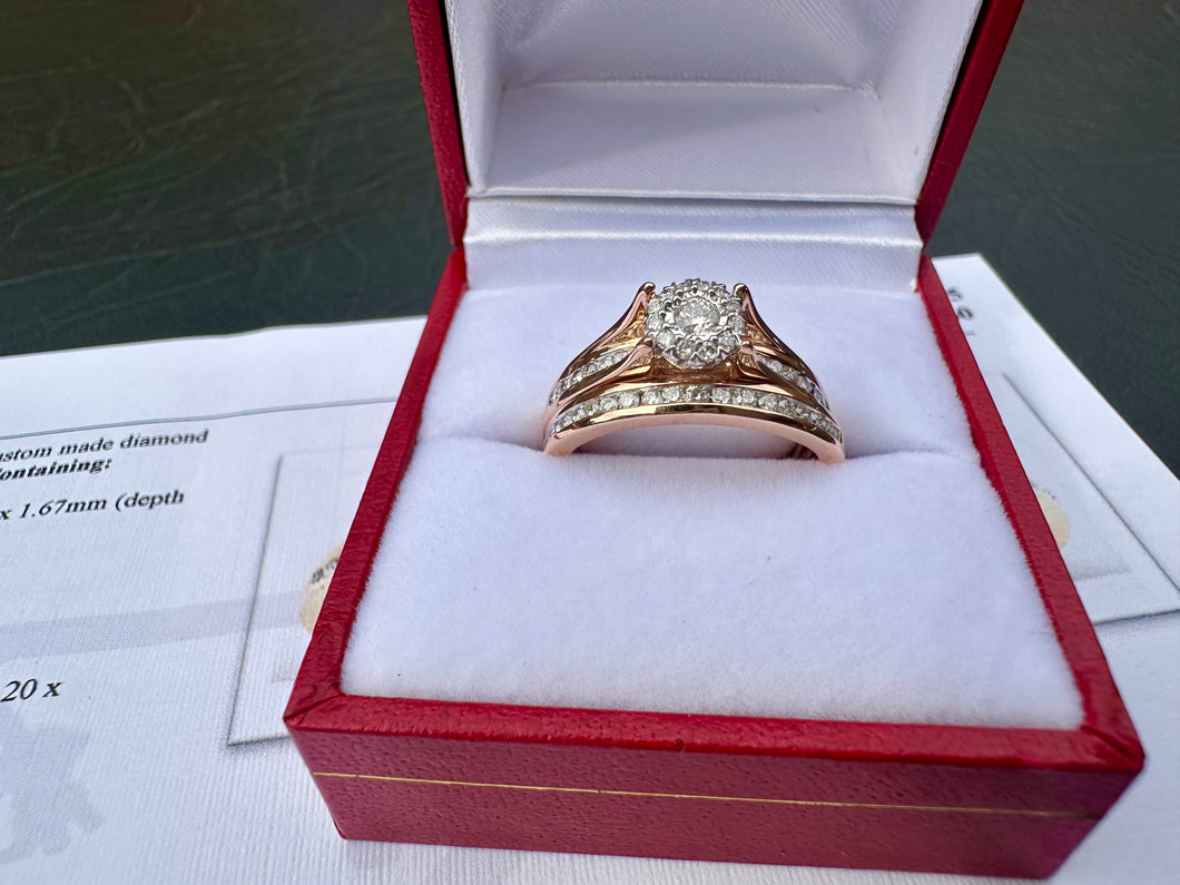 #633 - 14kt Rose Gold, .52ct Diamond Wedding Set Size 7