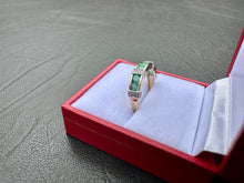 Load image into Gallery viewer, #695 - 14kt Yellow &amp; White Gold Emerald &amp; Diamond Ring, Size 7
