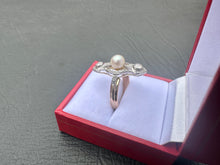 Load image into Gallery viewer, #605 - Vintage, 14k Yellow Gold, Pearl &amp; Diamond Ring, Size 8
