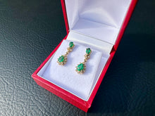 Load image into Gallery viewer, #744 - 14kt Yellow Gold, Natural Emerald &amp; Diamond Earrings
