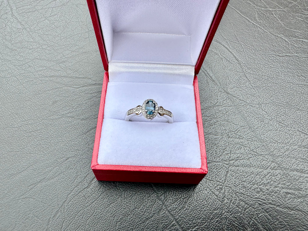 #657 - 10kt White Gold, Sapphire & Diamond Ring, Size 7