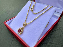 Load image into Gallery viewer, #678 - 14kt Ruby &amp; Diamond, Pendant &amp; Necklace 16” Long
