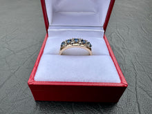 Load image into Gallery viewer, #696 - 10k Yellow Gold, Sapphire &amp; Diamond Band. Size 7.
