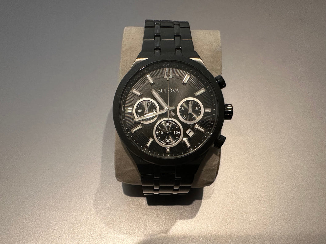 #741 - Bulova Men's 98B404 Ion-Plated Chronograph Watch - Black