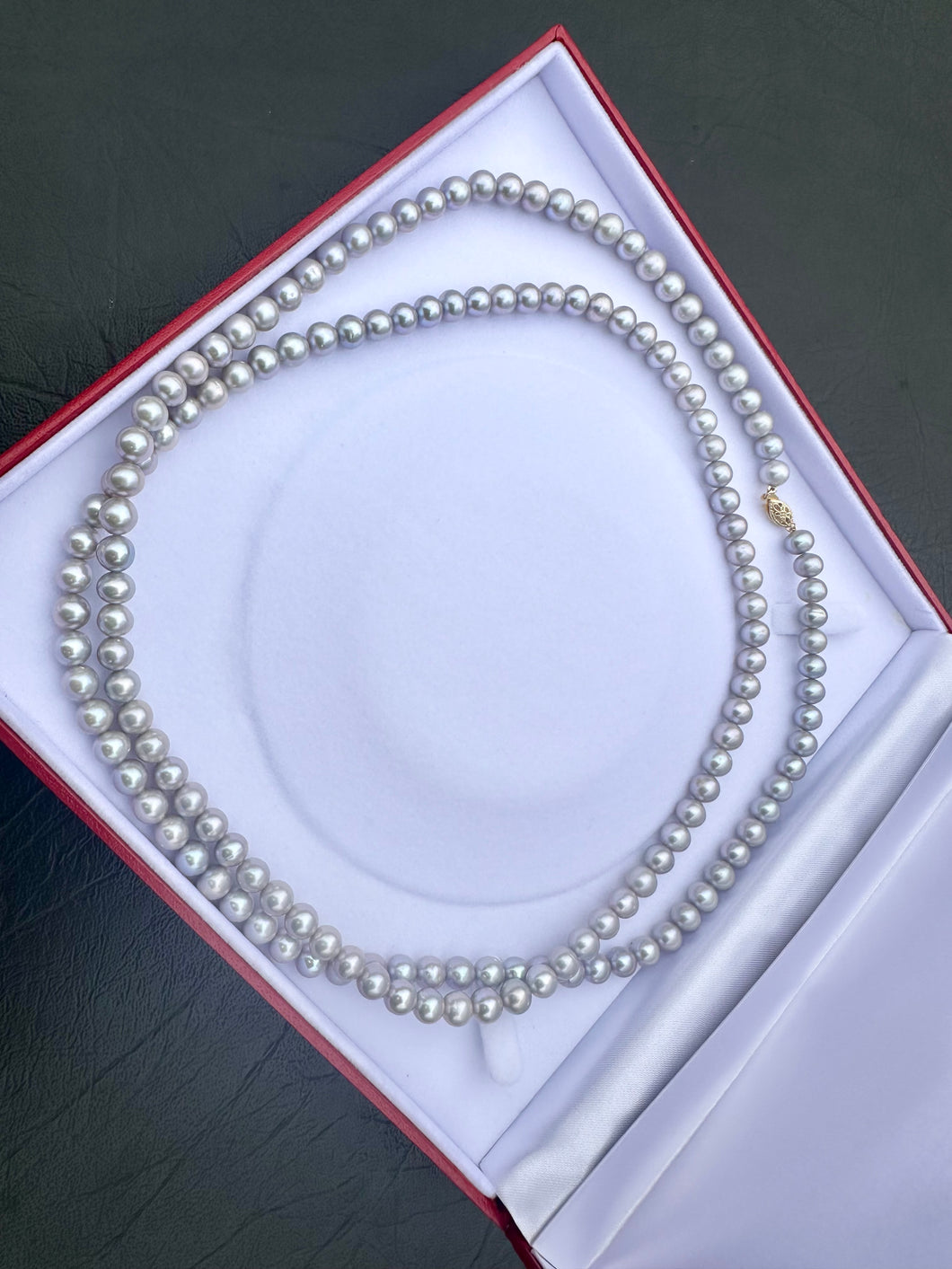 #601 - Freshwater Pearl Necklace, Off Grey, 42” Length