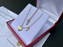 Load image into Gallery viewer, #642 - 14kt Yellow Gold, Diamond Heart Lock Pendant &amp; 18” Chain
