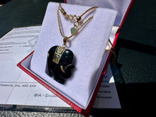 Load image into Gallery viewer, #785 - 10-14k Yellow Gold, Black Onyx Elephant Pendant &amp; 22” Chain
