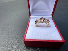 Load image into Gallery viewer, #690 - 14kt Yellow Gold, Garnet / Diamond Custom Ring, Size 7

