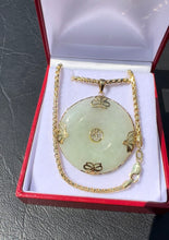 Load image into Gallery viewer, #309 - 14kt Yellow Good, 20ct Jadeite, Goodluck &amp; Fortune Pendant, 1.5” w/ 18” 10k Necklace
