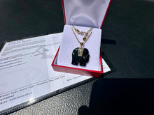 Load image into Gallery viewer, #785 - 10-14k Yellow Gold, Black Onyx Elephant Pendant &amp; 22” Chain
