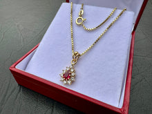 Load image into Gallery viewer, #678 - 14kt Ruby &amp; Diamond, Pendant &amp; Necklace 16” Long
