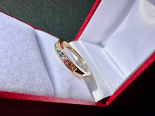 Load image into Gallery viewer, #706 - 14kt Yellow Gold, Sapphire Rainbow Band, Size 7
