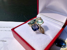 Load image into Gallery viewer, #634 - 14kt Yellow Gold, EFFY Topaz, Iolite, Peridot &amp; Diamond Ring Size 6

