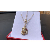 Load image into Gallery viewer, #486 - 14k Yellow Gold, Custom Ruby &amp; Diamond Pendant &amp; Rolo Chain

