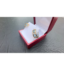 Load image into Gallery viewer, #526 - 14kt Yellow Gold, Blue Topaz Huggy Earrings
