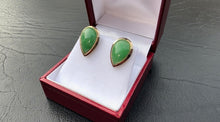 Load image into Gallery viewer, #378 - 14KT Yellow Gold, Green Apple Jade Pushback Earrings
