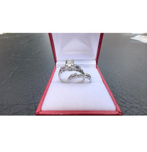 Load image into Gallery viewer, #527 - 18kt White Gold, Vintage VVS Diamond Wedding Set, Size 6 1/2
