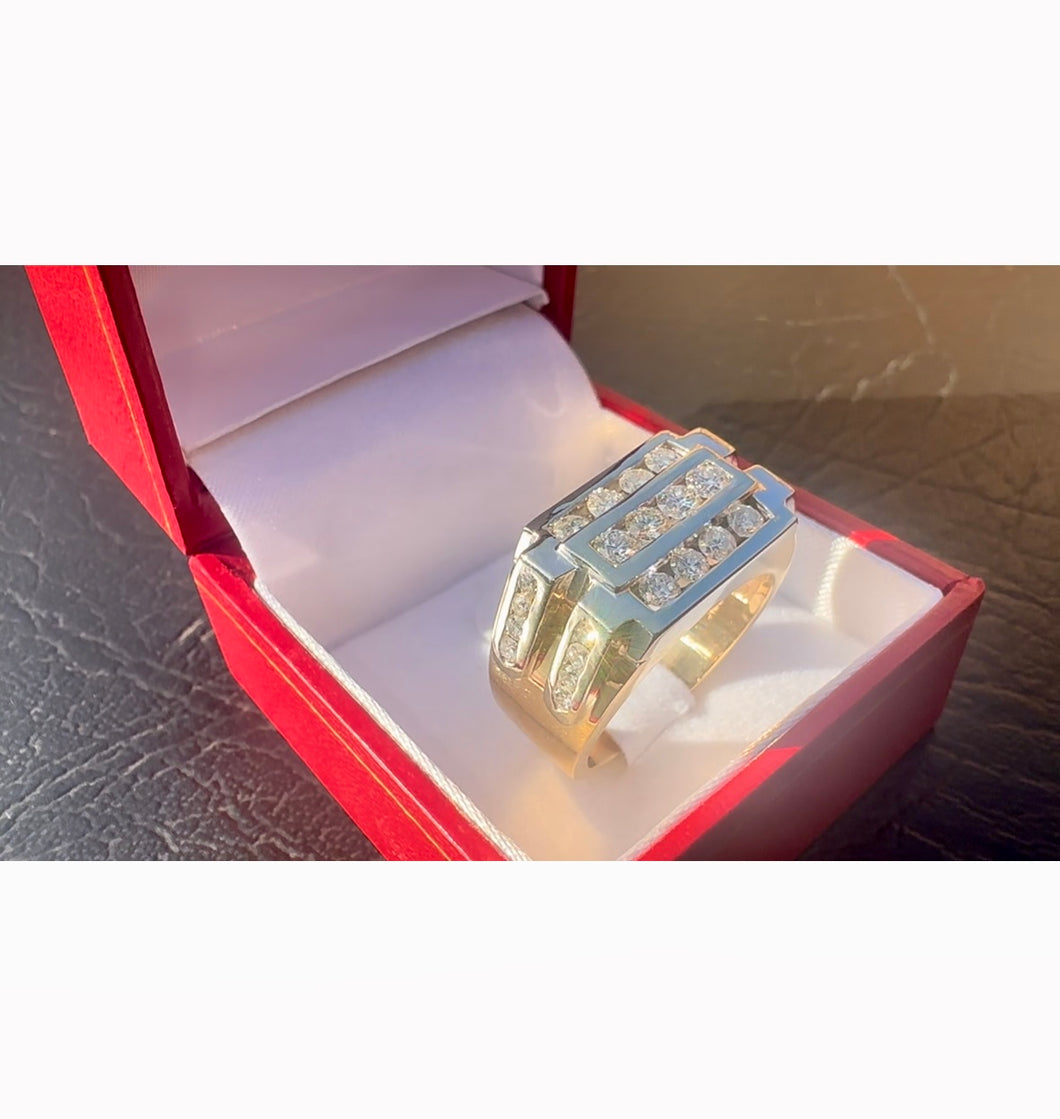 #474 - Stunning & Unique, Custom Diamond Ring, 10k, Size 9 1/2 - NEW