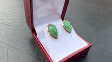 Load image into Gallery viewer, #378 - 14KT Yellow Gold, Green Apple Jade Pushback Earrings
