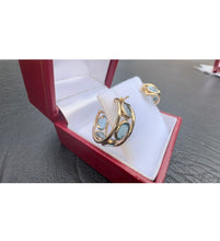 Load image into Gallery viewer, #526 - 14kt Yellow Gold, Blue Topaz Huggy Earrings
