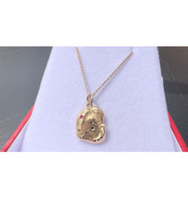Load image into Gallery viewer, #486 - 14k Yellow Gold, Custom Ruby &amp; Diamond Pendant &amp; Rolo Chain
