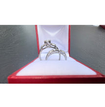 Load image into Gallery viewer, #527 - 18kt White Gold, Vintage VVS Diamond Wedding Set, Size 6 1/2
