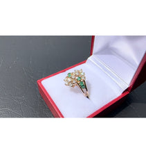 Load image into Gallery viewer, #480 - 14kt Yellow Gold, Custom Made Emerald &amp; Diamond Cluster Ring, Size 6 3/4
