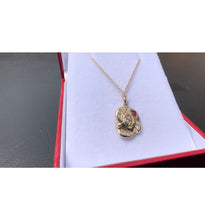 Load image into Gallery viewer, #486 - 14k Yellow Gold, Custom Ruby &amp; Diamond Pendant &amp; Rolo Chain
