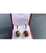 Load image into Gallery viewer, #408 - 14k Yellow Gold, Oval Smoky Quartz Custom Earrings
