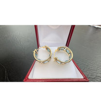 Load image into Gallery viewer, #526 - 14kt Yellow Gold, Blue Topaz Huggy Earrings
