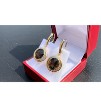 Load image into Gallery viewer, #408 - 14k Yellow Gold, Oval Smoky Quartz Custom Earrings
